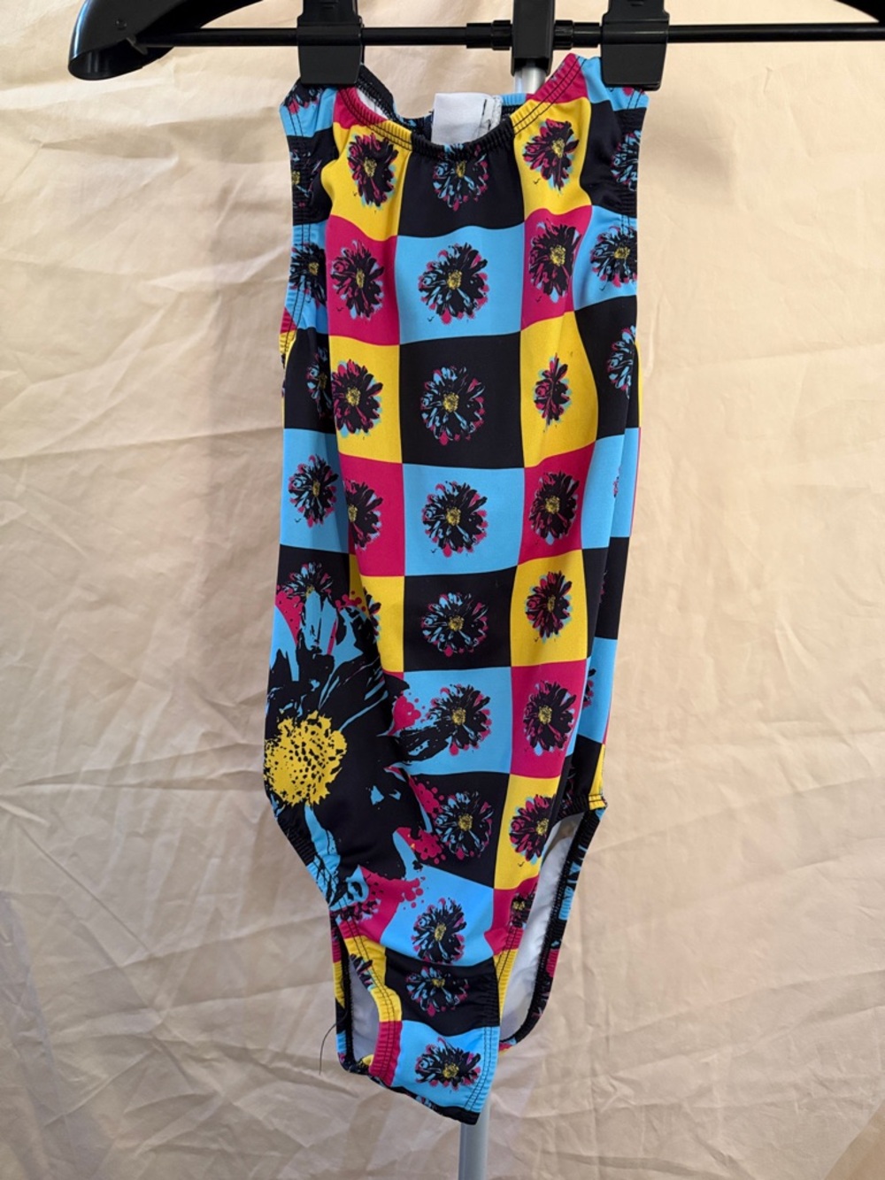 Colorblock Floral One-Piece Swimsuit - Pink/Blue/Yellow